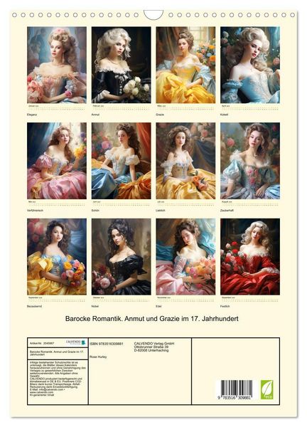 Produktbild: Barocke Romantik. Anmut und Grazie im 17. Jahrhundert (Wandkalender 2026 DIN A3 hoch), CALVENDO Monatskalender