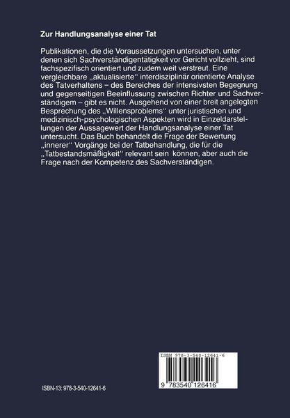 Produktbild: Zur Handlungsanalyse einer Tat