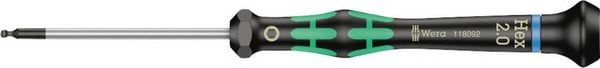 Produktbild: Wera 2052 Elektronik- u. Feinmechanik Innen-Sechskantschraubendreher Schl&uuml;sselweite (metrisch): 2 mm Klingenl&auml;nge: 60 mm