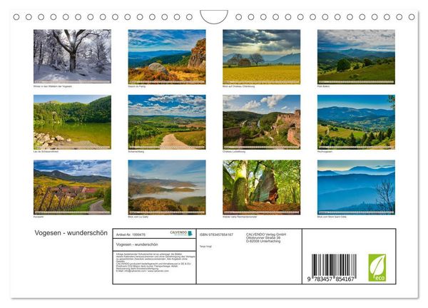 Produktbild: Vogesen - wundersch&ouml;n (Wandkalender 2026 DIN A4 quer), CALVENDO Monatskalender