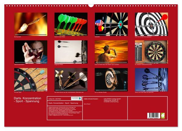 Produktbild: Darts. Konzentration - Sport - Spannung (Wandkalender 2026 DIN A2 quer), CALVENDO Monatskalender