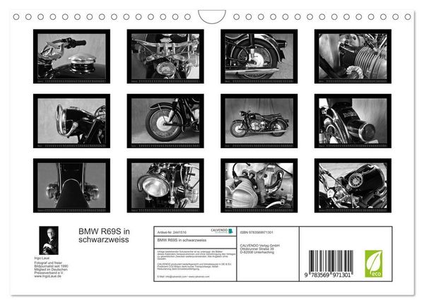 Produktbild: BMW R69S in schwarzweiss (Wandkalender 2027 DIN A4 quer), CALVENDO Monatskalender