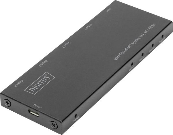 Digitus DS-45323 4 Port HDMI-Splitter LED-Anzeige, Metallgehäuse, Ultra HD-fähig 4096 x 2160 Pixel Schwarz