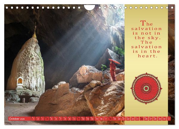 Produktbild: BUDDHIST WISDOMS - THE RED UMBRELLA (Wall Calendar 2026 DIN A4 landscape), CALVENDO 12 Month Wall Calendar