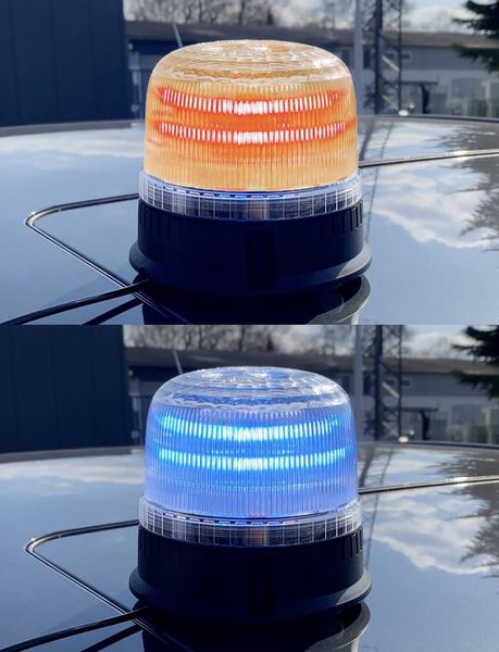 Produktbild: Berger & Schr&ouml;ter Rundumleuchte SM825HCAB 12 V, 24 V mit KFZ-Stecker, &uuml;ber Bordnetz Magnet-Befestigung, Schraubmontage, Saugnapf Blau, Orange