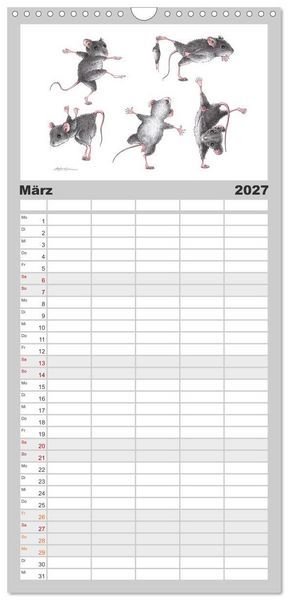 Produktbild: Familienplaner 2027 - TIERONISCH mit 5 Spalten (Wandkalender, 21 x 45 cm) CALVENDO