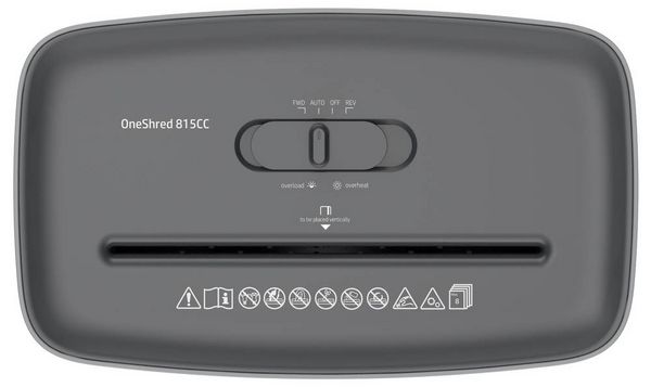 Produktbild: HP OneShred 815CC Aktenvernichter 8 Blatt Partikelschnitt P-4 15 l Vernichtet auch B&uuml;roklammern, Heftklammern, Kreditkarte