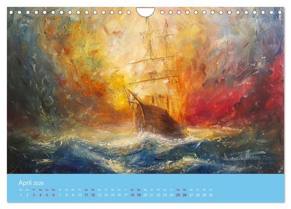 Produktbild: Das trunkene Schiff mit Bildern im William Turner-Stil (Wandkalender 2026 DIN A4 quer), CALVENDO Monatskalender