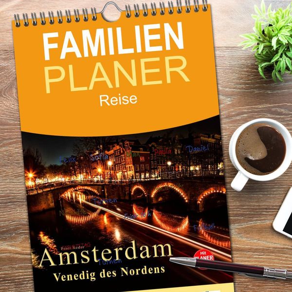 Produktbild: Familienplaner 2026 - Amsterdam - Venedig des Nordens mit 5 Spalten (Wandkalender, 21 x 45 cm) CALVENDO
