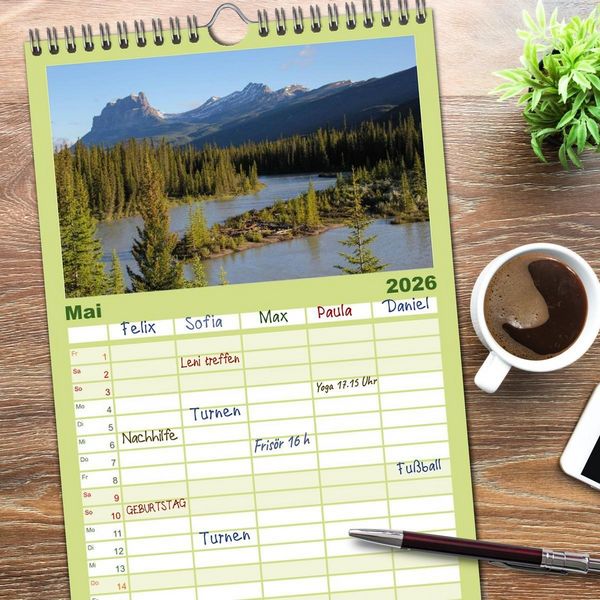 Produktbild: Familienplaner 2026 - Kanada mit 5 Spalten (Wandkalender, 21 x 45 cm) CALVENDO