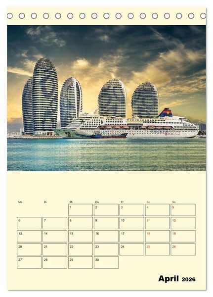 Produktbild: Kreuzfahrtschiffe - die Welt ist dein Ziel (Tischkalender 2026 DIN A5 hoch), CALVENDO Monatskalender