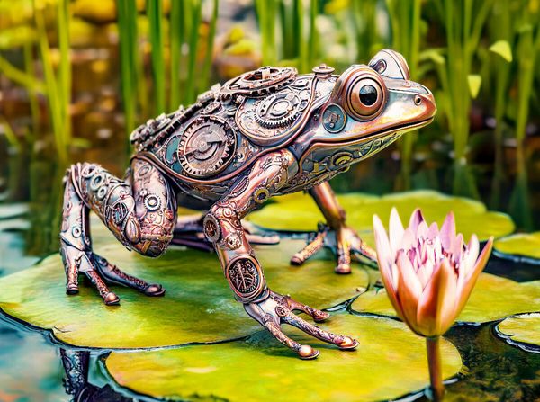 Produktbild: CALVENDO Puzzle Metall-Frosch auf Seerose: Kreative Gartendeko mit Upcycling-Charme | 2000 Teile Lege-Gr&ouml;&szlig;e 90x67cm Foto-Puzzle f&uuml;r gl&uuml;ckliche Stunden