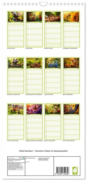 Produktbild: Familienplaner 2027 - Wilde Nachbarn - Tierisches Treiben im Gartenparadies! mit 5 Spalten (Wandkalender, 21 x 45 cm) CALVENDO