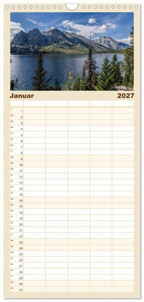 Produktbild: Familienplaner 2027 - Wyoming, South Dakota Colorado mit 5 Spalten (Wandkalender, 21 x 45 cm) CALVENDO