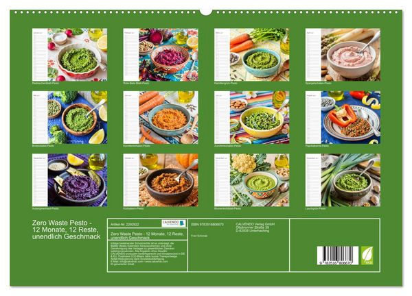 Produktbild: Zero Waste Pesto - 12 Monate, 12 Reste, unendlich Geschmack (hochwertiger Premium Wandkalender 2027 DIN A2 quer), Kunstdruck in Hochglanz