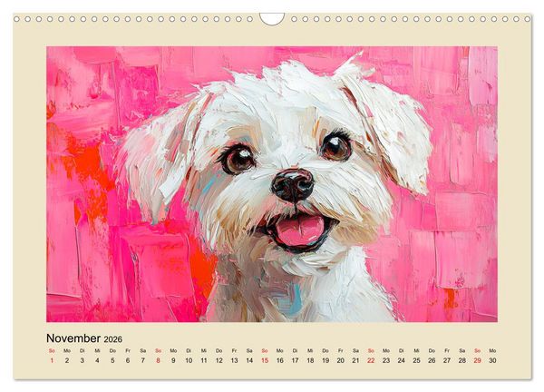 Produktbild: Hundegesichter im &Ouml;lgem&auml;lde-Stil. Liebliche Vierbeiner erfreuen das Herz! (Wandkalender 2026 DIN A3 quer), CALVENDO Monatskalender
