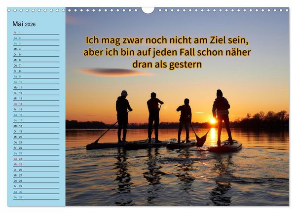 Produktbild: Wassersport - Schwimmen und SUP mit coolen Spr&uuml;chen (Wandkalender 2026 DIN A3 quer), CALVENDO Monatskalender