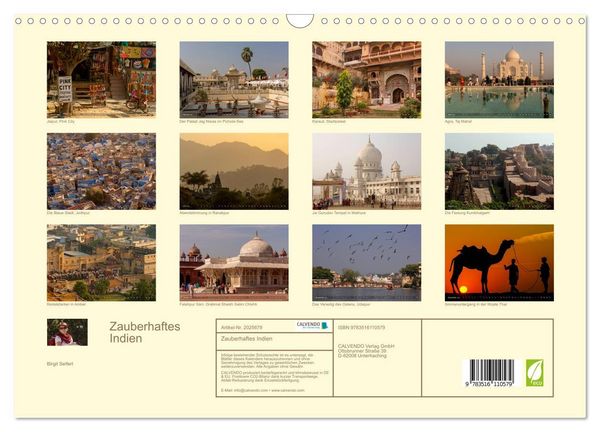 Produktbild: Zauberhaftes Indien (Wandkalender 2026 DIN A3 quer), CALVENDO Monatskalender