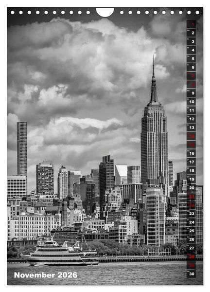 Produktbild: NEW YORK CITY Monochrome Stadtansichten (Wandkalender 2026 DIN A4 hoch), CALVENDO Monatskalender
