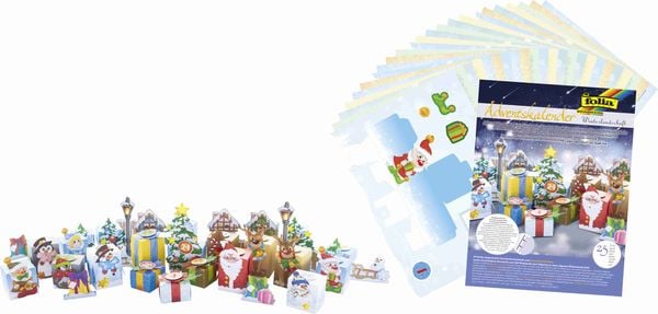 Produktbild: Folia  Adventskalender Bastelset Winterlandschaft, 24 Stanzb&ouml;gen in 25x33cm, inkl. Klebepads