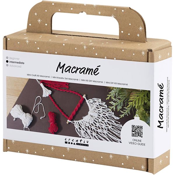 Produktbild: Creativ Company Mini Kreativ Set Macram&eacute;, Makramee, Weihnachtsmann, Weihnachtsrot, Naturwei&szlig;
