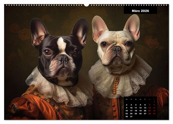Produktbild: Franz&ouml;sische Bulldogge KI Digiart (hochwertiger Premium Wandkalender 2026 DIN A2 quer), Kunstdruck in Hochglanz