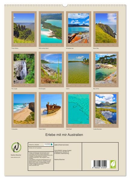 Produktbild: Erlebe mit mir Australien (hochwertiger Premium Wandkalender 2026 DIN A2 hoch), Kunstdruck in Hochglanz