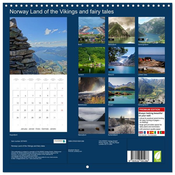 Produktbild: Norway Land of the Vikings and fairy tales (Wall Calendar 2026 12 &times; 12 Inch) CALVENDO 12 Month Wall Calendar