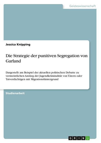 Die Strategie der punitiven Segregation von Garland, Taschenbuch von Jessica Knipping, GRIN, 9783640134915