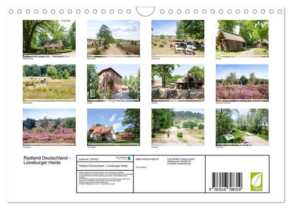 Produktbild: Radland Deutschland - L&uuml;neburger Heide (Wandkalender 2027 DIN A4 quer), CALVENDO Monatskalender