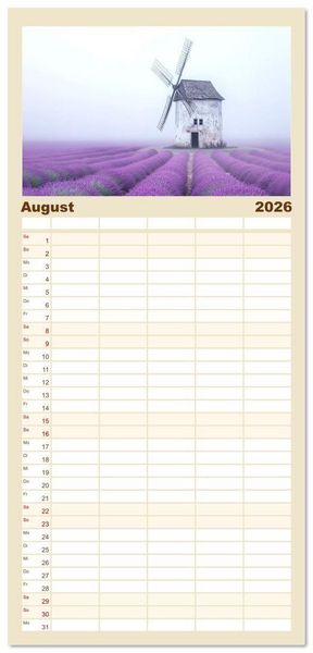 Produktbild: Familienplaner 2026 - Windgefl&uuml;ster-M&uuml;hlenimpressionen mit 5 Spalten (Wandkalender, 21 x 45 cm) CALVENDO