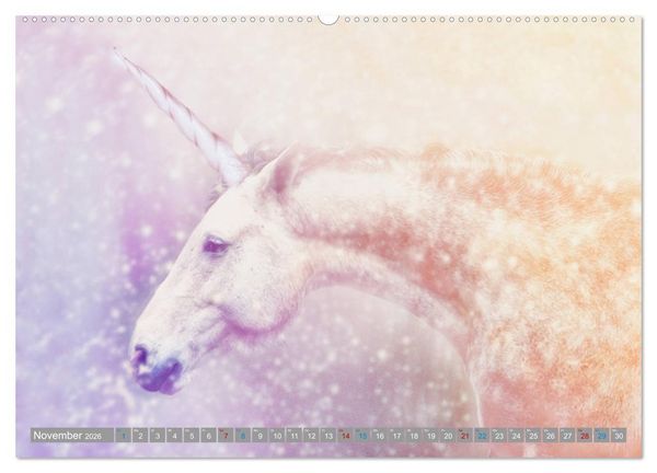 Produktbild: Fabeltier Einhorn (hochwertiger Premium Wandkalender 2026 DIN A2 quer), Kunstdruck in Hochglanz