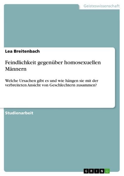 Produktbild: Feindlichkeit gegen&uuml;ber homosexuellen M&auml;nnern