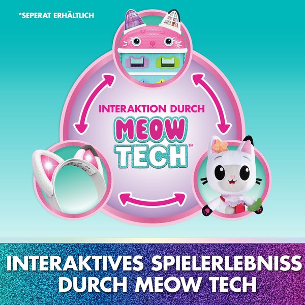Produktbild: Gabby&lsquo;s Dollhouse: Der Film &ndash; Interaktiver Pl&uuml;sch Panda Pf&ouml;tchen, 33cm mit Tasche & Zubeh&ouml;r