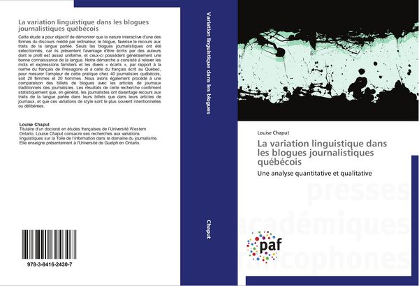 Produktbild: La variation linguistique dans les blogues journalistiques qu&eacute;b&eacute;cois