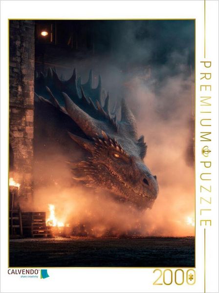 CALVENDO Puzzle Drachen - Aus den Tiefen der Festung | 2000 Teile Lege-Größe 90 × 67 cm Foto-Puzzle für glückliche Stunden