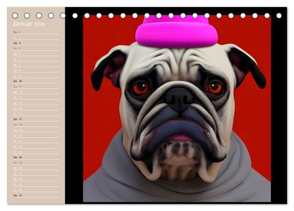 Produktbild: Graphic PoP Art Bulldogge (Tischkalender 2026 DIN A5 quer), CALVENDO Monatskalender