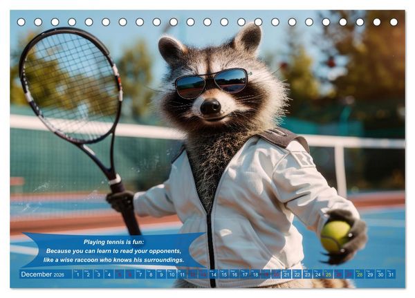 Produktbild: Funny animals as tennis players (Desk Calendar 2026 DIN A5 landscape), CALVENDO 12 Month DeskCalendar