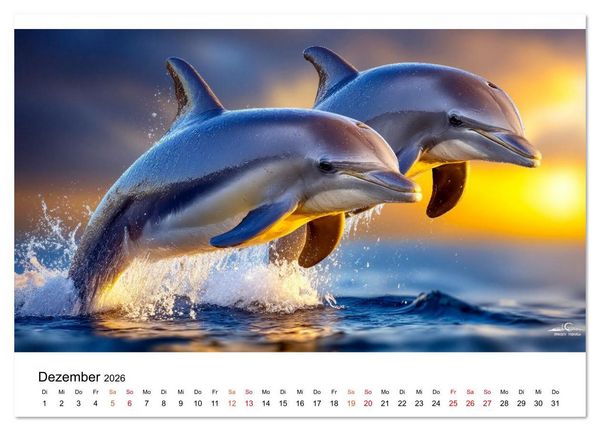 Produktbild: Delfine - ein Jahr voller Meer (Tischkalender 2026 DIN A5 quer), CALVENDO Monatskalender