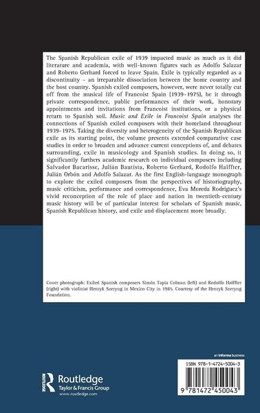 Produktbild: Music and Exile in Francoist Spain