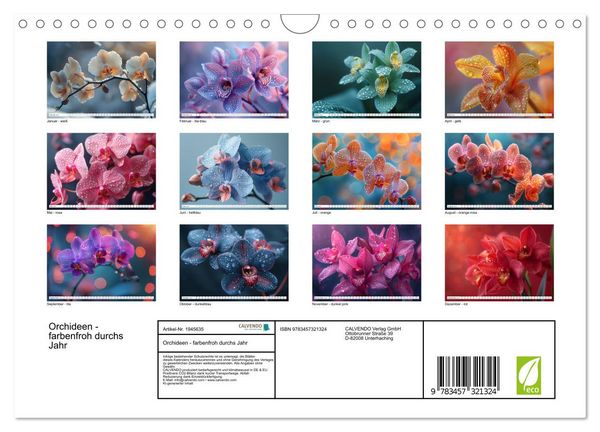 Produktbild: Orchideen - farbenfroh durchs Jahr (Wandkalender 2026 DIN A4 quer), CALVENDO Monatskalender