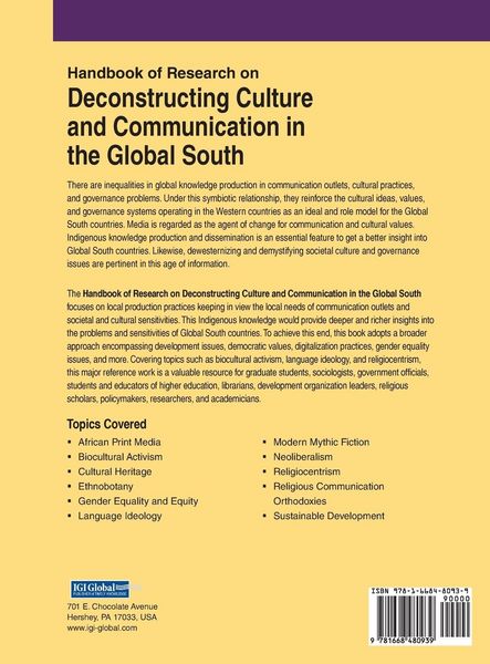 Produktbild: Handbook of Research on Deconstructing Culture and Communication in the Global South