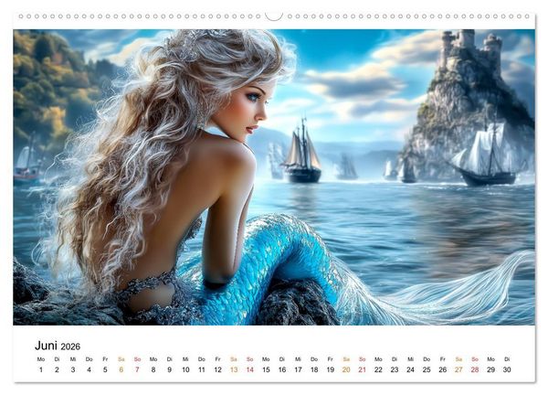 Produktbild: Geheimnisvolle Meerjungfrau (hochwertiger Premium Wandkalender 2026 DIN A2 quer), Kunstdruck in Hochglanz