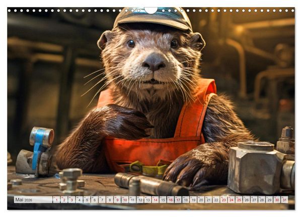 Produktbild: Otter bei der Arbeit (Wandkalender 2026 DIN A3 quer), CALVENDO Monatskalender
