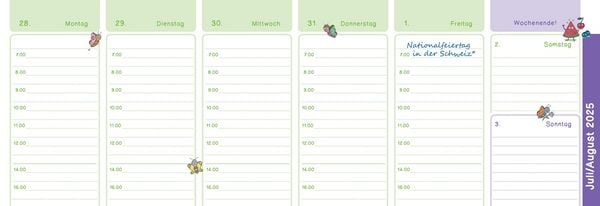 Der Wochen-Tischkalender für das Kita-Jahr 2025/2026