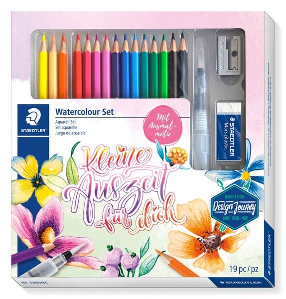 Produktbild: STAEDTLER Gemischtes Aquarell meTime Set, wasservermalbarer Farbstifte, 19er Set