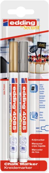 Produktbild: edding Kreidemarker 4085 gold silber 1-2mm 2 St&uuml;ck
