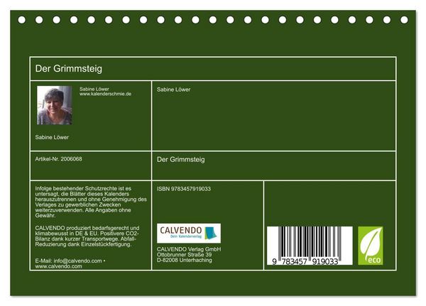 Produktbild: Der Grimmsteig (Tischkalender 2026 DIN A5 quer), CALVENDO Monatskalender