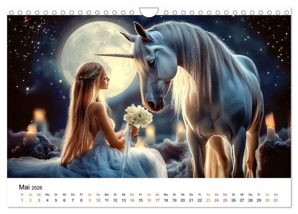 Produktbild: Einhorn-Welten - zwischen Fantasie und Wirklichkeit (Wandkalender 2026 DIN A4 quer), CALVENDO Monatskalender