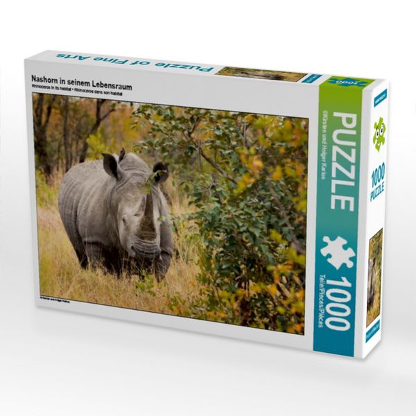 CALVENDO Puzzle Nashorn in seinem Lebensraum | 1000 Teile Lege-Größe 64x48cm Foto-Puzzle für glückliche Stunden